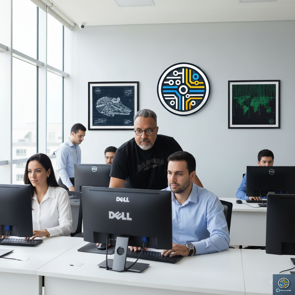 Equipe de TI da INOVALENIN em ambiente corporativo.
